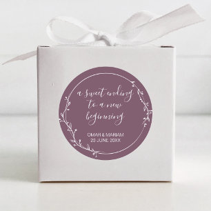 Adesivo Redondo Doce Acabando Novo Casamento Roxo De Fig Começo