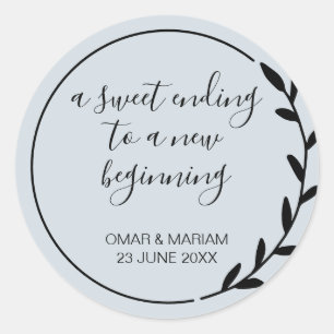 Adesivo Redondo Doce Acabando Novo Casamento Verde Da Sage Inicial