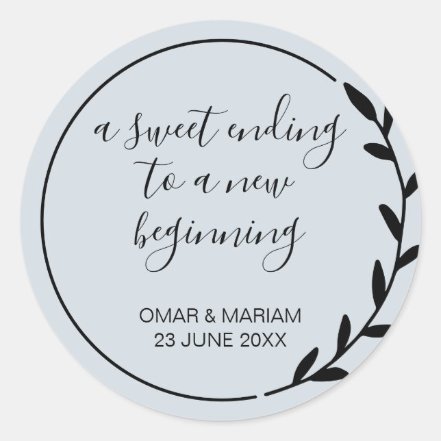 Adesivo Redondo Doce Acabando Novo Casamento Verde Da Sage Inicial (Frente)