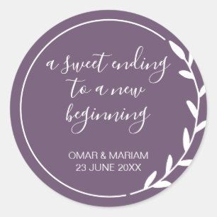 Adesivo Redondo Doce Acabando Novo Casamento Violeta Começo