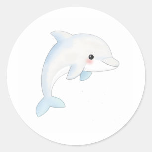 Adesivo Redondo Doce Bebê Golfinho Vinheta Vinheta Aquarela