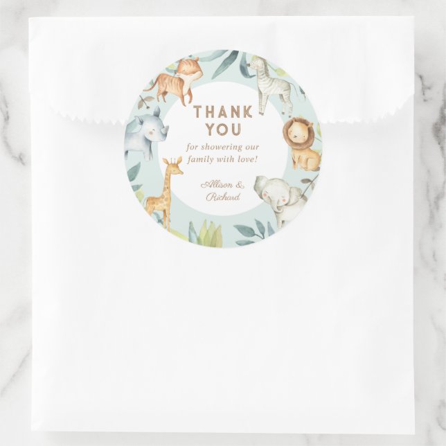 Adesivo Redondo Doce boho safari animais chá de fraldas (Bolsa)