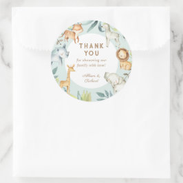 Adesivo Redondo Doce boho safari animais chá de fraldas