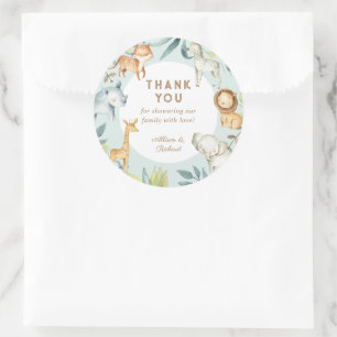 Adesivo Redondo Doce boho safari animais chá de fraldas