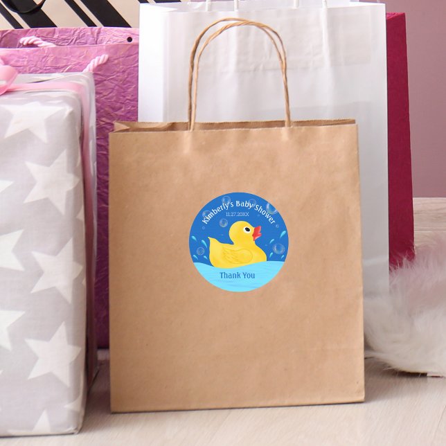 Adesivo Redondo Doce Borracha Ducky Chá de fraldas Obrigado (Criador carregado)