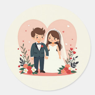 Adesivo Redondo Doce Casal de Casamento