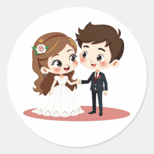 Adesivo Redondo Doce Casal de Casamento