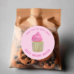 Adesivo Redondo Doce Catering Bakery Pink Ordem cor-de-rosa OBRIGA