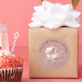 Adesivo Redondo Doce Chá de fraldas da Princesa Pequena