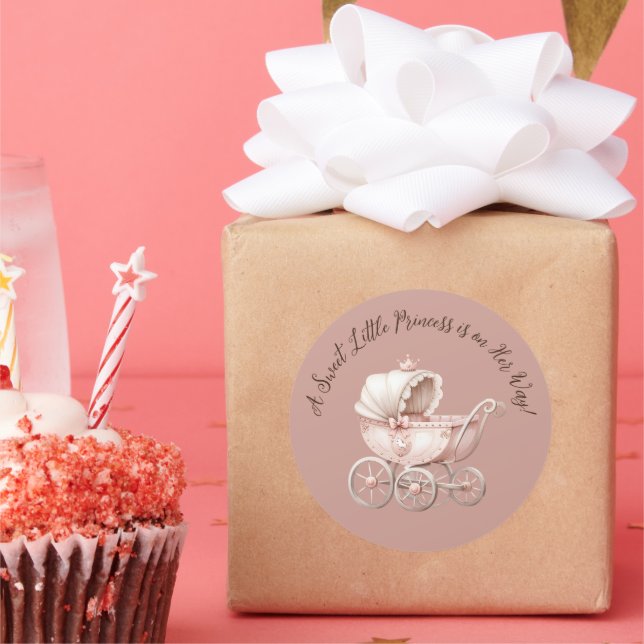 Adesivo Redondo Doce Chá de fraldas da Princesa Pequena (Festa)