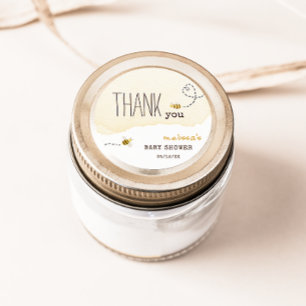 Adesivo Redondo Doce Chá de fraldas De Abelhas De Bumble Obrigado