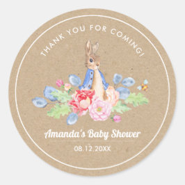 Adesivo Redondo Doce Coelhinha Obrigado Chá de fraldas Favor Stick