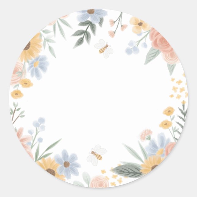 Adesivo Redondo Doce como Chá de fraldas de Abelhas (Frente)