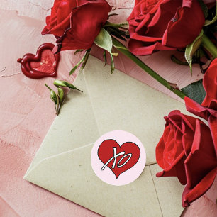 Adesivo Redondo Doce Coração XO Amor Abraços Beijos
