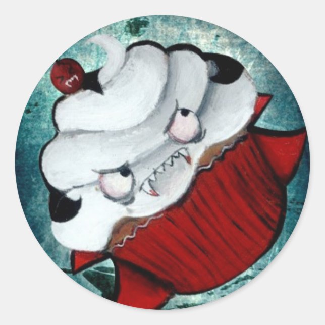 Adesivo Redondo Doce Cupcake Vampiro (Frente)