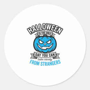 Adesivo Redondo Doce de Halloween de Estranhos Desenho de Abóbora