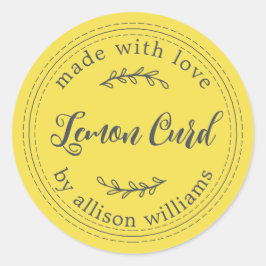 Adesivo Redondo Doce de Limão Caseiro Rústico Amarelo