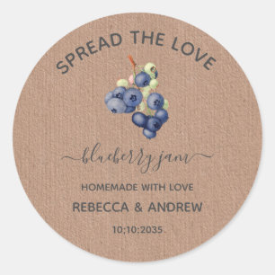 Adesivo Redondo Doce de Mirtilo Espalhe o Amor Kraft Favor Papel