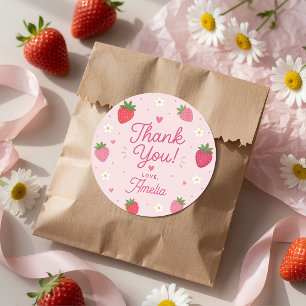 Adesivo Redondo Doce de Morango Agradecimento