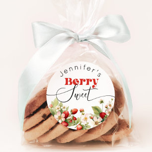 Adesivo Redondo Doce de morango Aniversário de morango