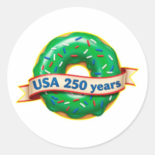 Adesivo Redondo Doce Donut da Liberdade EUA 250 Anos