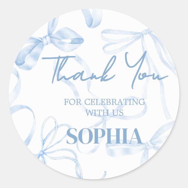 Adesivo Redondo Doce e Dezesseis Festas de aniversário Arcos Azuis (Frente)