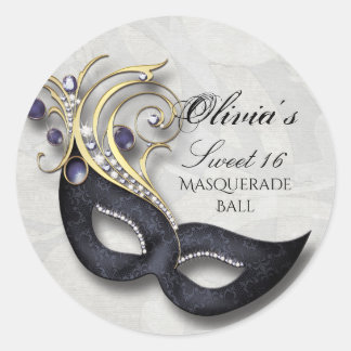 Adesivo Redondo Doce e Dezesseis Máscaras Mascarada Sticker Blk