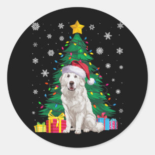 Adesivo Redondo Doce Feio Luzes de Árvore Xmas Excelente Pirenéus