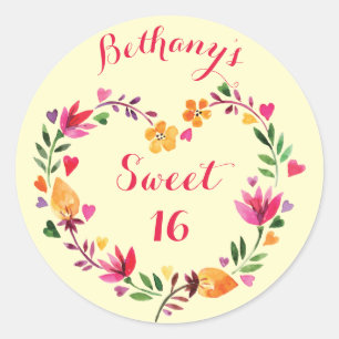 Adesivo Redondo Doce floral personalizado 16 da aguarela