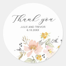Doce Floral Watercolor Casamento Obrigado Sticker