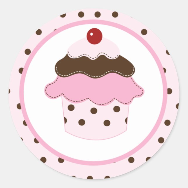 Adesivo Redondo Doce Lil Cupcake Envelope Selos / Toppers (Frente)