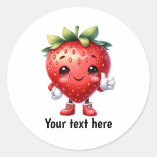 Adesivo Redondo Doce morango fruta personalizável