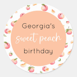 Adesivo Redondo Doce Peach Birthday