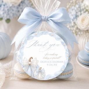 Adesivo Redondo Doce Pequena Abóbora Azul Baby Shower Obrigado