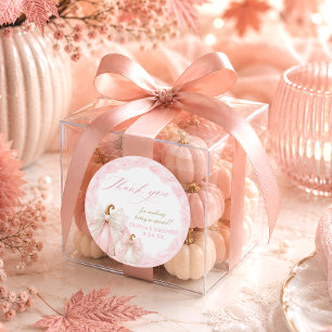 Adesivo Redondo Doce Pequena Abóbora com Laço Baby Shower Obrigado