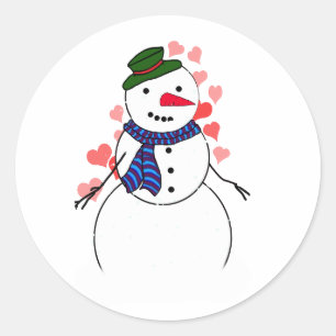 Adesivo Redondo Doce Pequeno Boneco de Neve