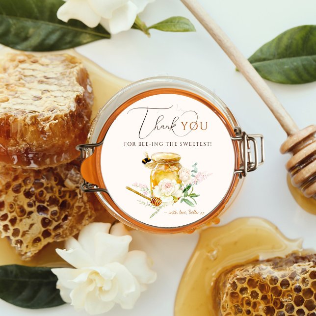 Adesivo Redondo Doce Pequeno Chá de fraldas de Mel (Criador carregado)