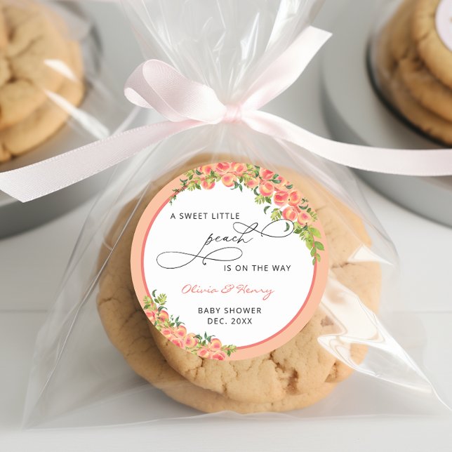 Adesivo Redondo Doce Pequeno Chá de fraldas de Pêssego Fuzz (Criador carregado)