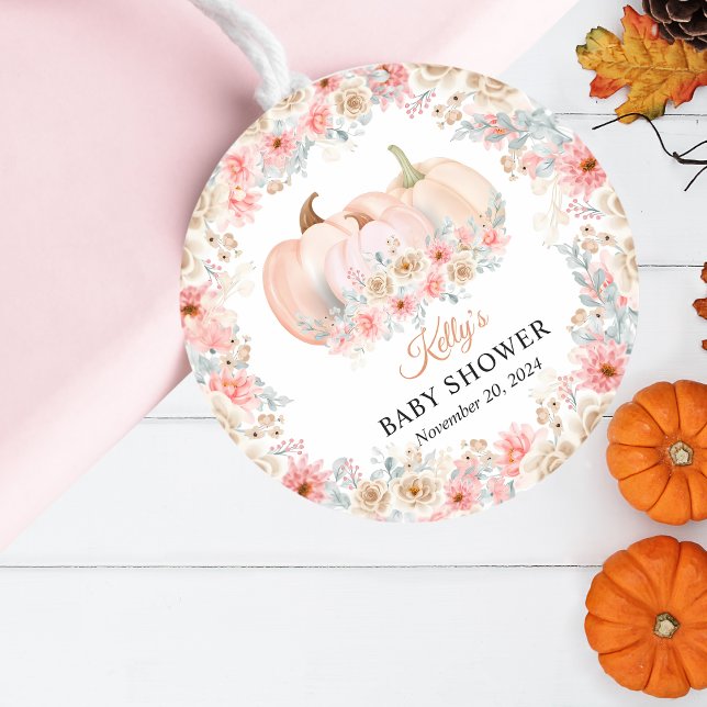 Adesivo Redondo Doce Pumpkin Floral Chá de fraldas (Criador carregado)