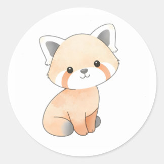 Adesivo Redondo Doce Red Panda Watercolor Impressão Sticker