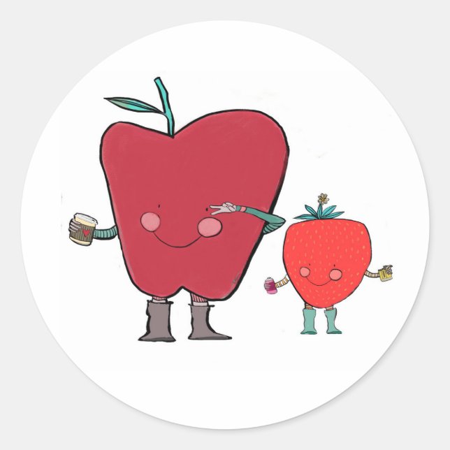 Adesivo Redondo Doce, simples e cheio de personalidade 🍎🍓 (Frente)