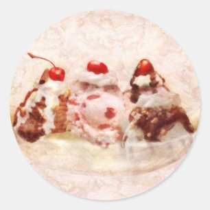 Adesivo Redondo Doce - Sorvete - Fração das bananas