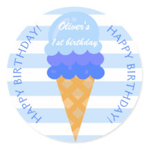 Doce sorvete primeiro aniversario azul
