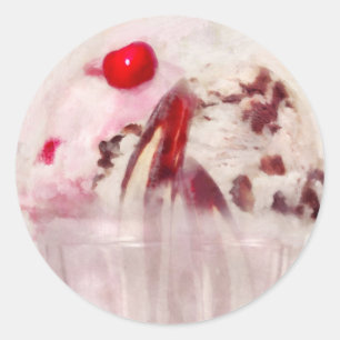 Adesivo Redondo Doce - Sorvete - Sundae de sorvete