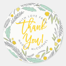 Adesivo Redondo Doce Sprigs Gênero Nervoso Bebê Obrigado Sticker