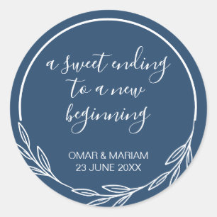 Adesivo Redondo Doce Terminando Novo Marinho Inicial Favorito De C