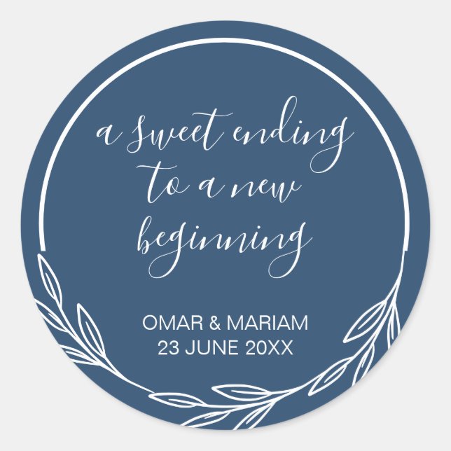 Adesivo Redondo Doce Terminando Novo Marinho Inicial Favorito De C (Frente)