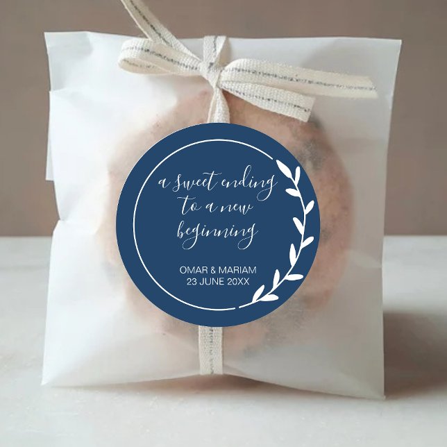 Adesivo Redondo Doce Terminando Novo Marinho Inicial Favorito De C (Criador carregado)