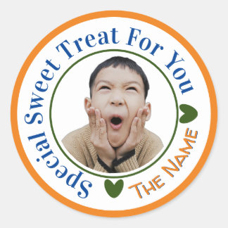 Adesivo Redondo Doce Tratamento Especial para Você Nome da Foto La