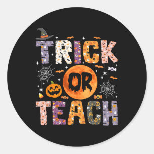 Adesivo Redondo Docente Ou Ensino Engraçados Professores Halloween